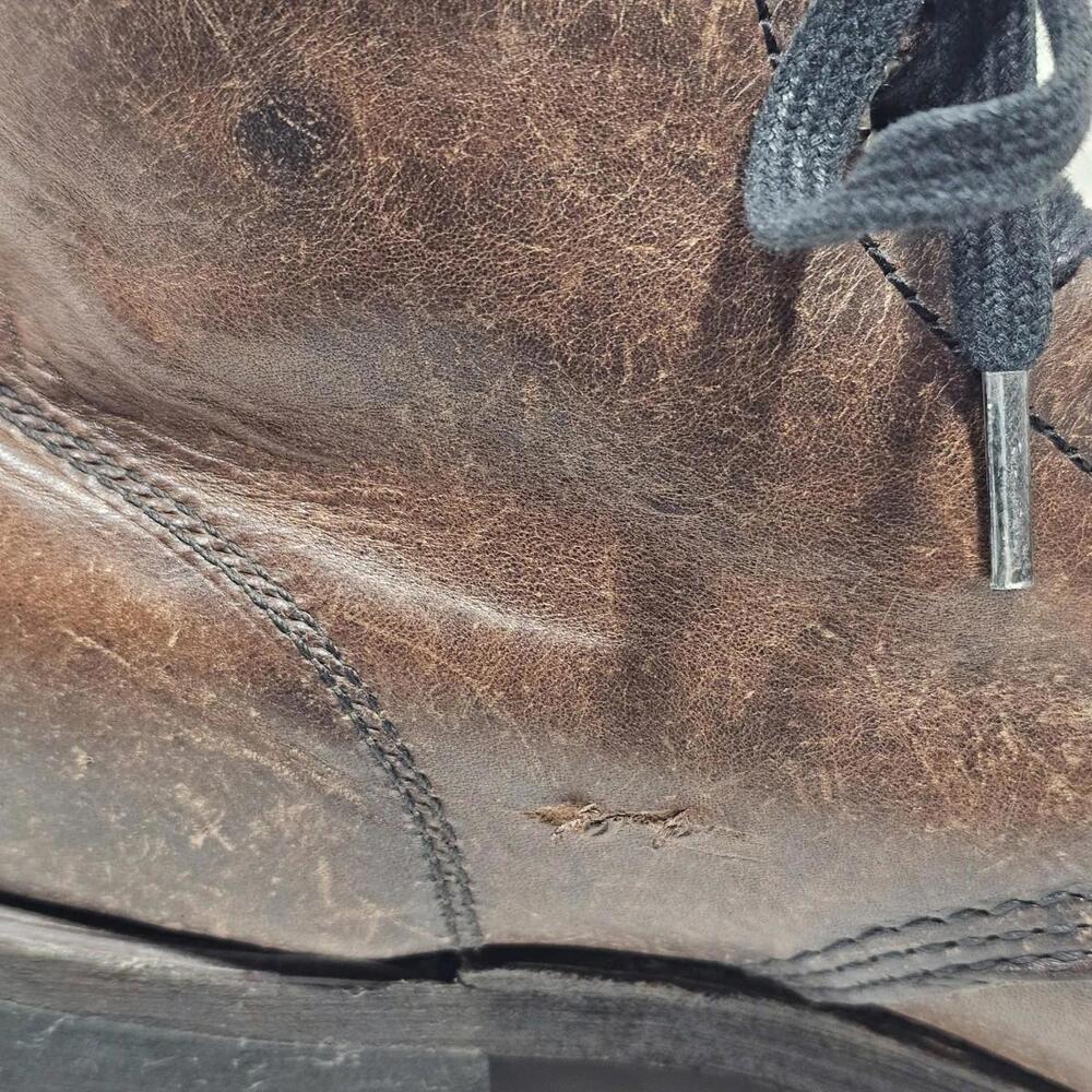Frye Dark Brown Lace Up Prison Boot Distressed Leather Men’s Size 9.5 (Read) - Picture 6 of 12
